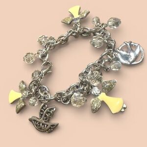 Silver and Yellow Angel Charm Bracelet